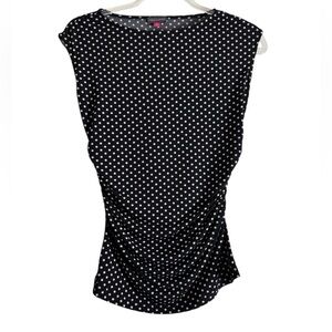 Vince Camuto Polka Dot Ruched Side Sleeveless Blouse Size Petite Small